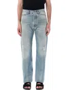 Palm Angels Loose-fit Jeans In Blue Denim With Pa Monogram In Grey