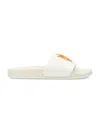 Palm Angels White Pool Slider With Flame Logo Detail In Rubber Man In Neutrals