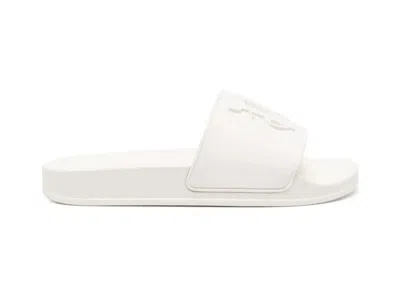 Pre-owned Palm Angels Pa Monogram Pool Slides (women's) Sneakers In White