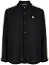 Palm Angels Pa Monogram-print Linen Shirt In Black
