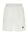 Palm Angels Men's Linen Bermuda Shorts In White