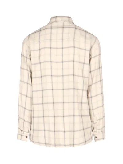 Palm Angels Multicolour Check Shirt In Beige