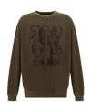 Palm Angels Monogram Crewneck Sweatshirt In Green