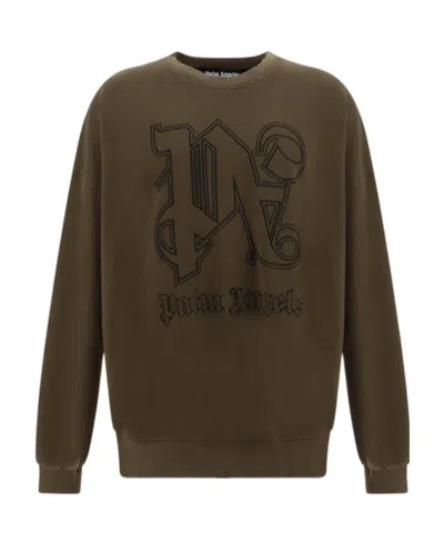 PALM ANGELS PALM ANGELS LOGO EMBROIDERED CREWNECK SWEATSHIRT