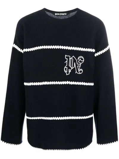 PALM ANGELS PALM ANGELS PA MONOGRAM STRIPED SWEATER CLOTHING