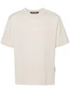 Palm Angels T-shirt With Studded Monogram In Neutrals