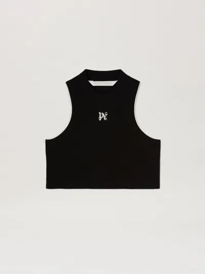 Palm Angels Pa Monogram Top In Black