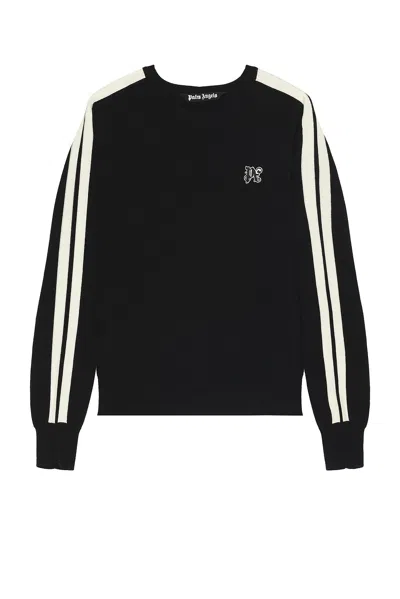 Palm Angels Monogram-embroidered Crew-neck Jumper In Black Off White
