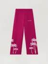 Palm Angels Pa Palms Knit Wide Leg Pant In Pink