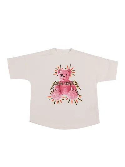 Palm Angels Kids' Pa Punk Bear Over Tshirt S/s Off White -