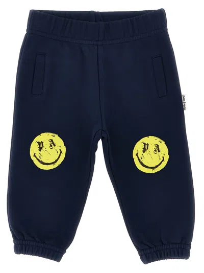 Palm Angels 'pa Smiley Brush' Joggers In Blue