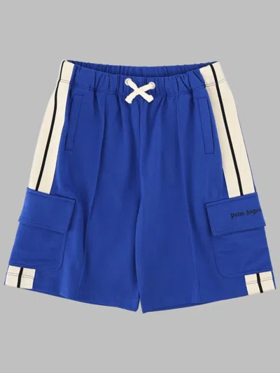 Palm Angels Mini Paint Track Cargo Shorts In Blue