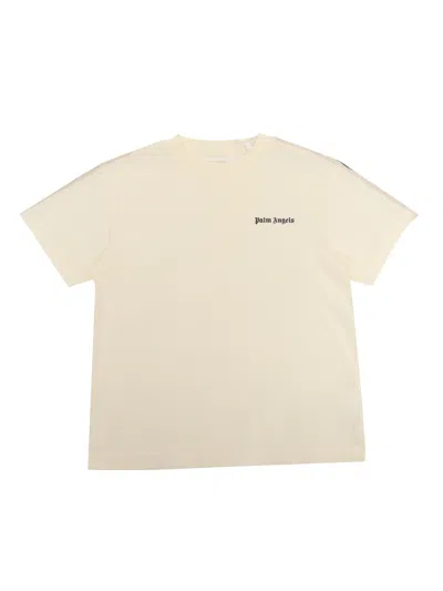 Palm Angels Kids' Pa Track Regular T-shirt S/s Butter Blac In White