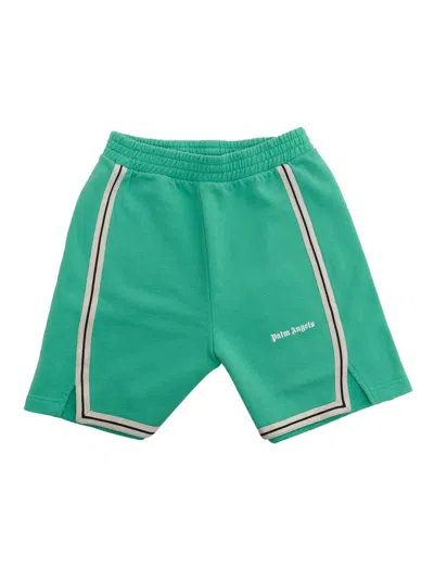 Palm Angels Kids' Pa Track Sweatshort Green Off White