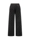 Palm Angels Monogram Jord Knit Wide Trousers In Black