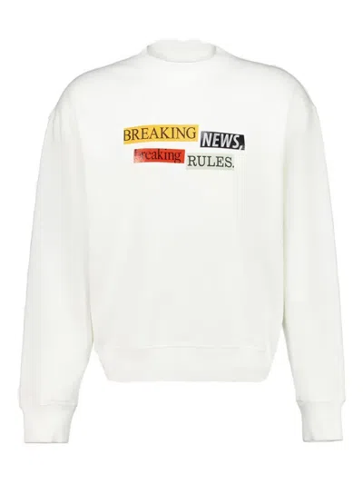 Palm Angels Pa X La Times Quote Crew-neck Sweatshirt In White