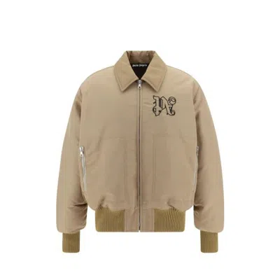 Palm Angels Padded Bomber Jacket In Beige