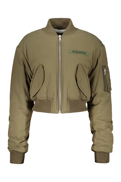 Palm Angels Padded Bomber Jacket In Green