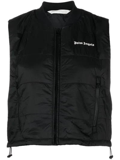 Palm Angels Padded Vest With Logo In Black  