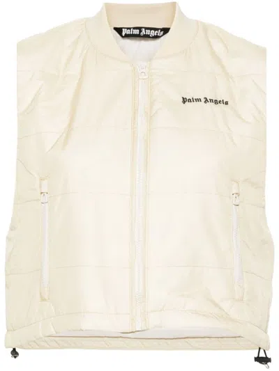 Palm Angels Padded Vest With Logo In White