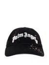 Palm Angels Paint-splatter Logo-embroidered Cap In Black