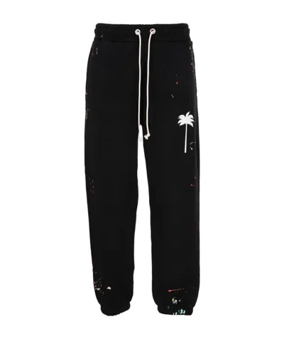 Palm Angels Painted Logo Print Track Trousers In Black