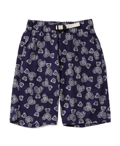 Palm Angels Paisley Bear-print Shorts In Black