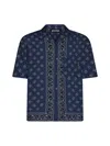 Palm Angels Paisley-print Bowling Shirt In Blue