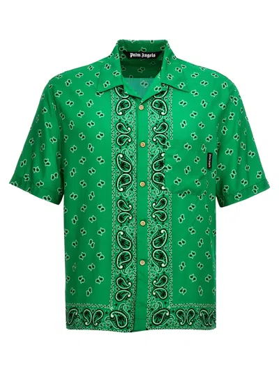 Palm Angels Paisley Bowling Shirt In Green