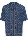 Palm Angels Paisley-print Bowling Shirt In Blue