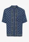 Palm Angels Paisley-print Bowling Shirt In Navy