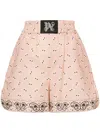 Palm Angels Printed Pattern Linen Blend Shorts In Pink
