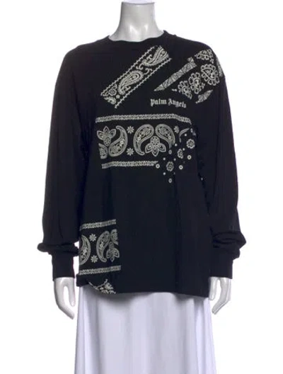 Pre-owned Palm Angels Paisley Print Crew Neck T-shirt In Black
