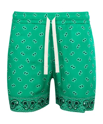 Palm Angels Paisley-print Deck Shorts In White