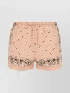 Palm Angels Paisley Print Linen Blend Shorts In Pink