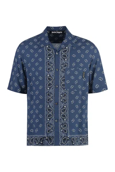 Palm Angels Paisley Print Short-sleeve Shirt In Blue