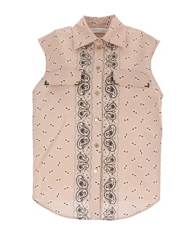 Palm Angels Paisley-print Sleeveless Shirt In Nude