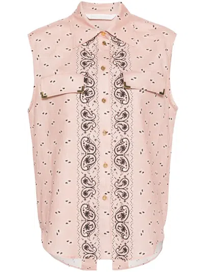Palm Angels Paisley-print Sleeveless Shirt In Rosa