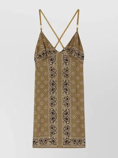 Palm Angels Paisley-print Slip Dress In Green