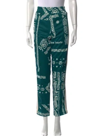 Pre-owned Palm Angels Paisley Print Straight Leg Pants In Green