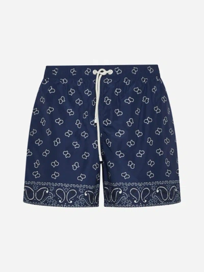 Palm Angels Paisley-print Swim Shorts In Blue