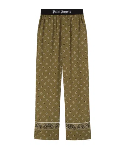 Palm Angels Paisley-printed Piped-trim Detailed Trousers In Green