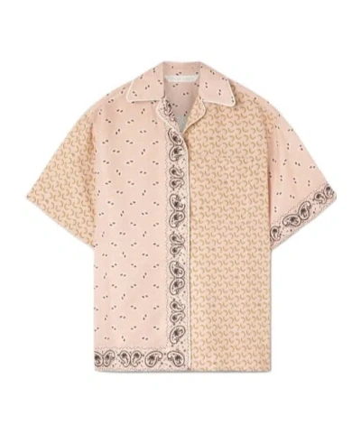 Palm Angels Paisley Printed Short-sleeved Shirt In Nude