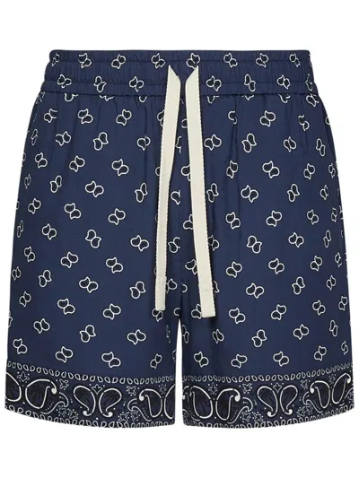 Palm Angels Paisley Shorts In Blue