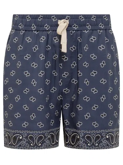Palm Angels Paisley Shorts In Blue