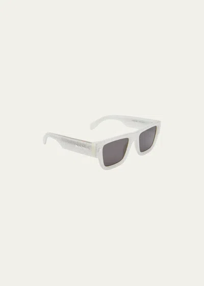 Palm Angels Palisade Shimmery Acetate Rectangle Sunglasses In White