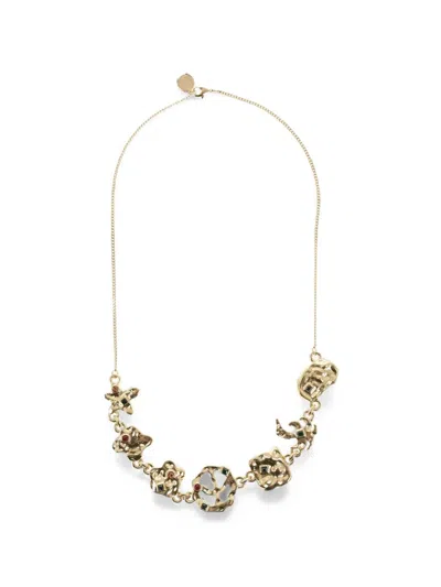 Palm Angels Palm And Logo Charm Necklace In Gold
