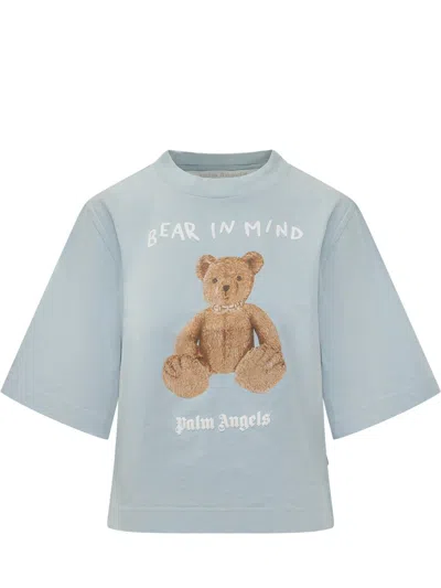 Palm Angels Azure T-shirt With Teddy Bear Print In Multi