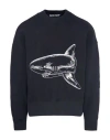 Palm Angels Broken Shark Print Sweatshirt In Black