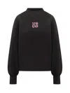 Palm Angels Long Sleeve Mock Neck Knitwear Top In Black